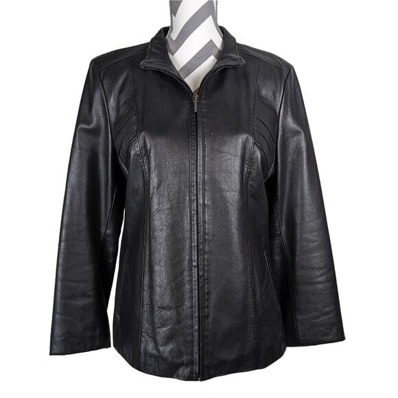 Kenneth Cole Reaction 100% Leather Jacket Black Size Large - Picture 1 of 14
